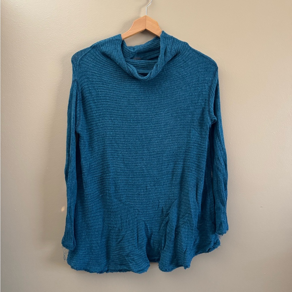 We The Free Blue Cowl Neck Sweater